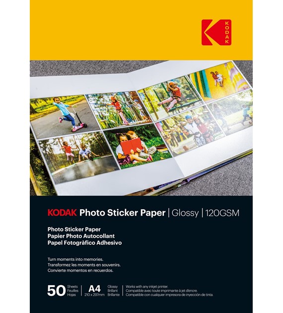 Kodak Photo Sticker Paper Glossy 120gsm A4/50 szt - 891671